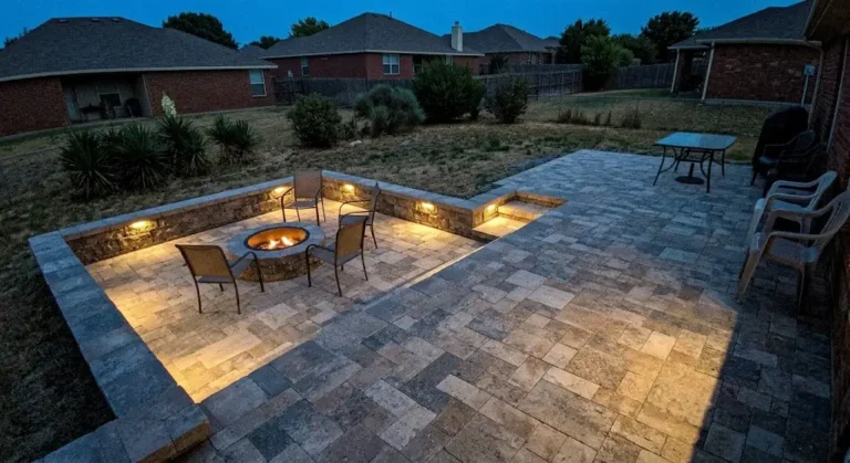 paver patio nighttime in mesquite tx